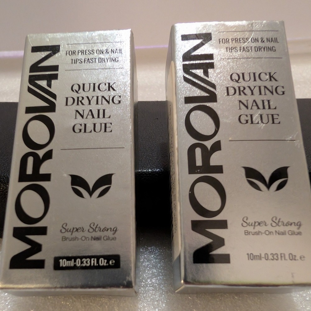 Morovan Quick Drying Nail Glue Super Strong Brush On 10ml 0.33oz Lot of 2